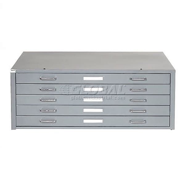 Global Industrial 41W Flat File Cabinet, 5 Drawer, Gray 506825GY - main